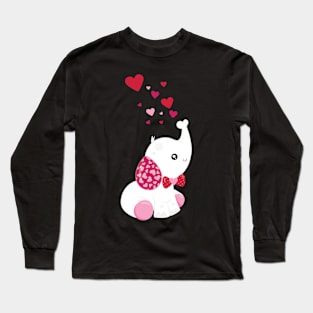 Elephant Blowing Heart Bubbles Long Sleeve T-Shirt